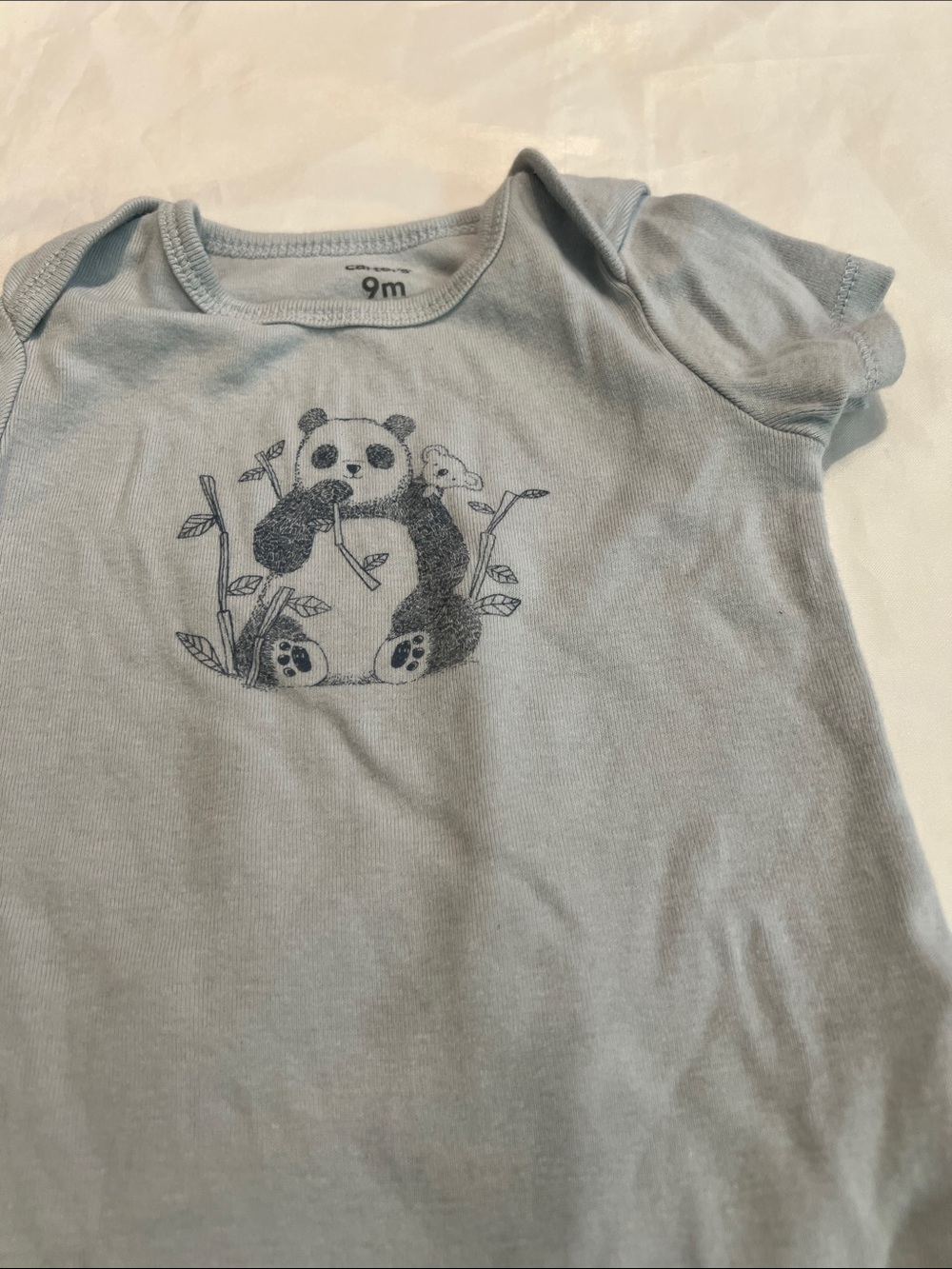 “Bundle 10/$13” Carter's 9m Light Blue Panda Short Sleeve baby Bodysuit - Picture 4 of 6